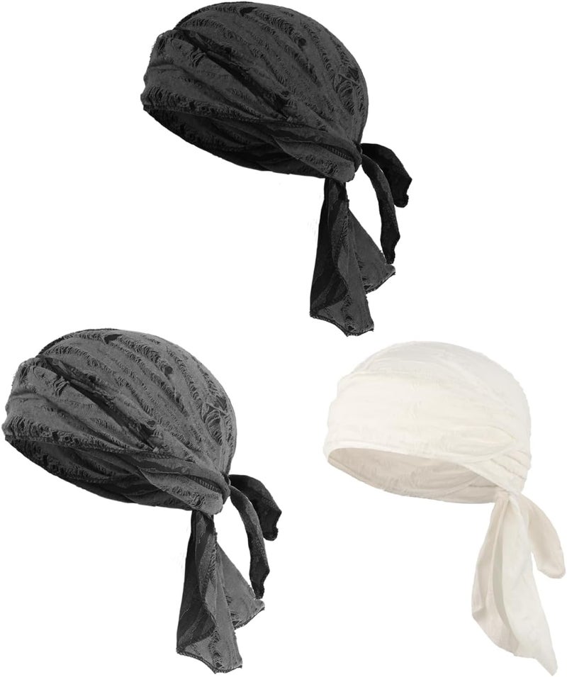 NICEYST Broken Hip Hop Do Rag Skull Cap Bandana Hat Du Rags Pirate Wave Durag Cooling Motorcycle Cycling Cap for Men Women - Image 1